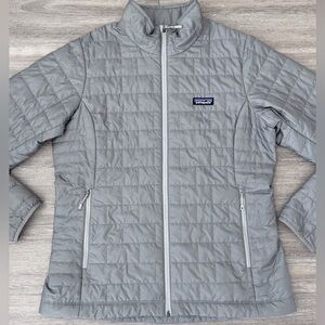 Patagonia Nano Puff Jacket Womens Large Silver / Gray Puffer Coat SP22 Excellent